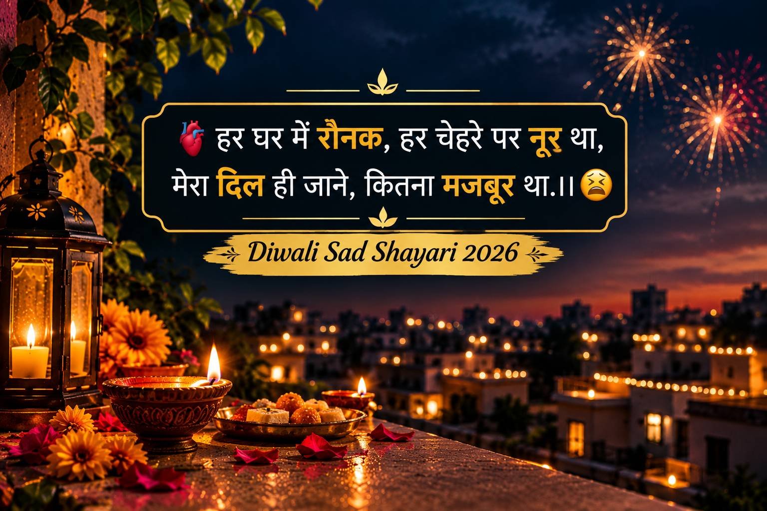 Diwali Sad Shayari in Hindi 2026, diwali shayari, sad diwali shayari